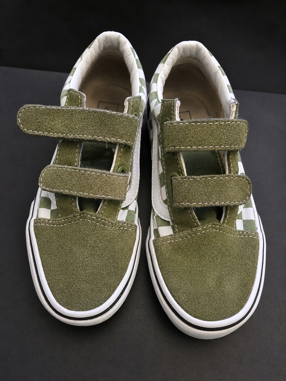 Vans Kids Olive Green Checkerboard Shoes